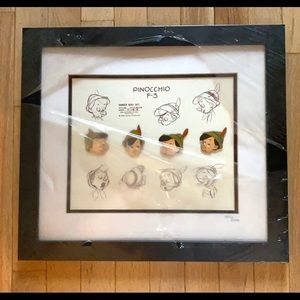 DISNEY PINOCCHIO MODEL SHEET FRAMED PIN SET!